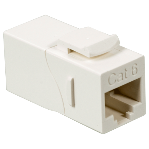 RJ-45 socket coupler, unshielded, 90 degrees, category 6, Keystone form-factor, white